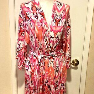 SOMA Moroccan Ikat Pink Cool Nights Short Robe S/M Small/Medium NWT